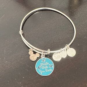 Alex and Ani Silver Charm Bracelet with Blue and Silver Charms